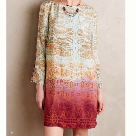 Maeve Cleome Watercolor Silk dress - Picture 3 of 8